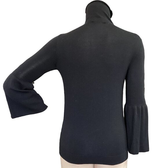 Ann Taylor Turtle-Neck Bell Sleeve Wool Blend Sweater S Black #177E - Picture 4 of 7